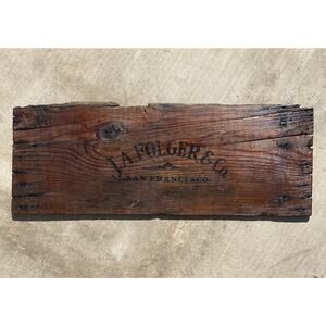 Vtg Folgers Advertising Coffee San Francisco California Wood Crate Panel Sign